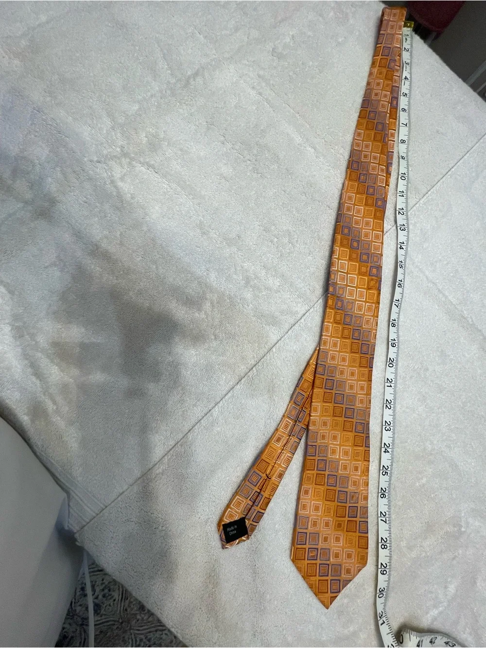 Michael Kors Orange and Blue Geometric Silk Tie